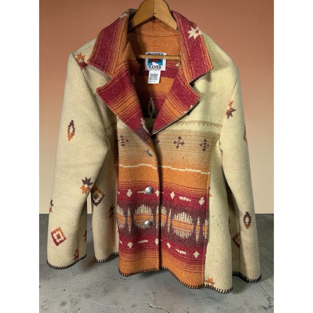 Women's Wooded River ID Southwest Cowboy Jacket Size Large 3 Button Coat